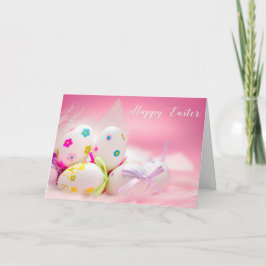 Tarjeta Festiva Pascua - "huevos bonitos en rosa" - personalizar
