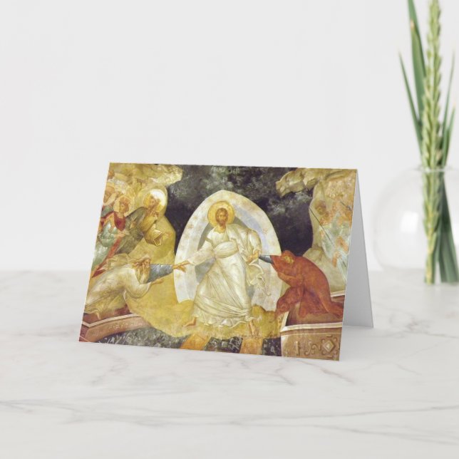 Tarjeta Festiva Pascua/iglesia de Chora del fresco de Anastasis de (Anverso)