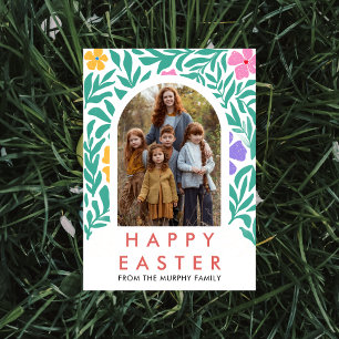 Tarjeta Festiva Pascua ilustrada con follaje exuberante moderno