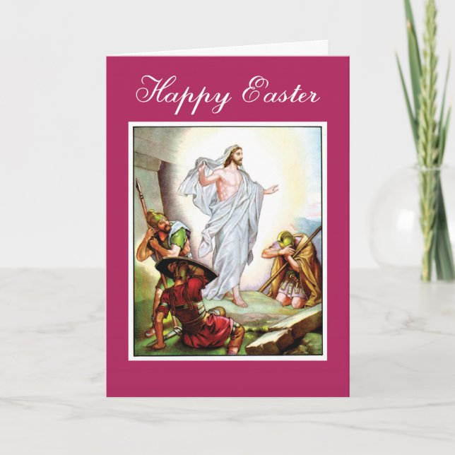 Tarjeta Festiva Pascua, Jesús resucita, se levanta, de verdad se l (Anverso)