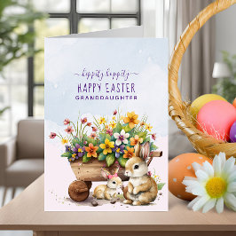 Tarjeta Festiva Pascua la nieta Personalizado de los conejitos