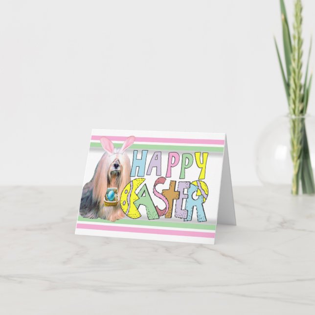 Tarjeta Festiva Pascua Lasa Apso (Anverso)