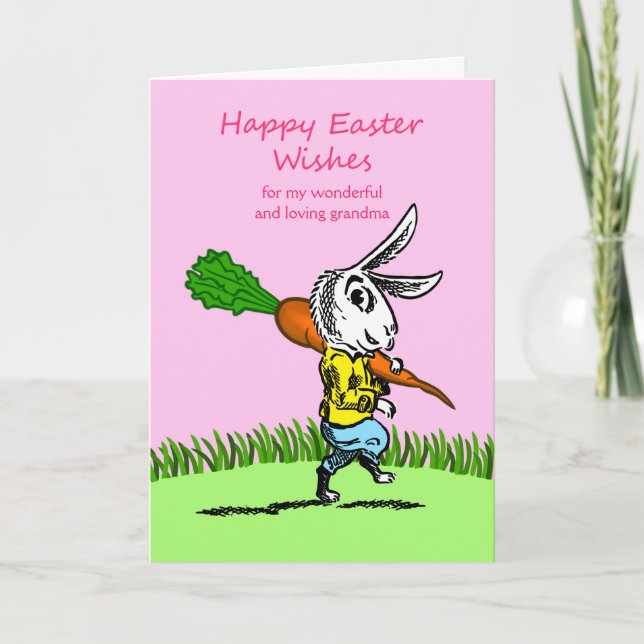Tarjeta Festiva Pascua para la abuela, frente de encargo, añade su (Anverso)