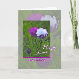Tarjeta Festiva Pascua para las flores de la púrpura de la mamá y