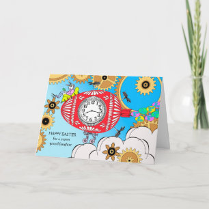 Tarjeta Festiva Pascua para nieta, conejo Steampunk Easter