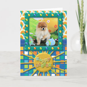 Tarjeta Festiva Pascua - Pomeranian - Dexter