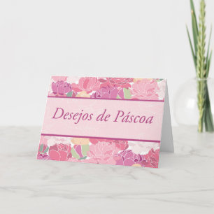 Tarjeta Festiva Pascua portuguesa con flores de peones