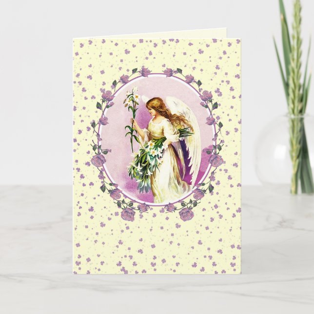 Tarjeta Festiva Pascua religiosa de Ángel Vintage (Anverso)
