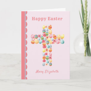 Tarjeta Festiva Pascua religiosa para huevos de Pascua infantiles 