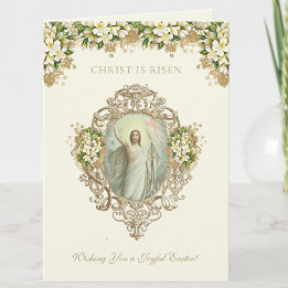 Tarjeta Festiva Pascua Religiosa Resurrección Jesús Cristiano
