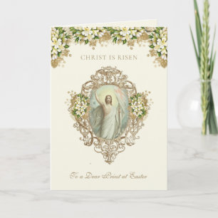 Tarjeta Festiva Pascua Religiosa Resurrección Jesús Sacerdote