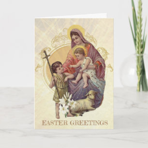 Tarjeta Festiva Pascua Religiosa Virgen María Jesús Juan Bautista