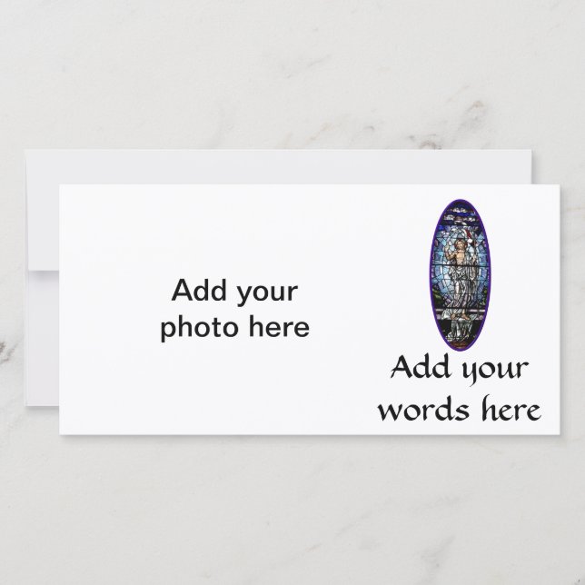 Tarjeta Festiva Pascua: Resurrección del vidrio manchado de Cristo (Anverso)