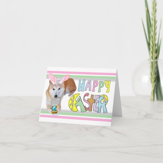 Tarjeta Festiva Pascua Shiba Inu (Anverso)