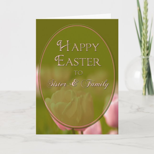 TARJETA FESTIVA PASCUA - SISTER/FAMILY - TULIPANES (Anverso)