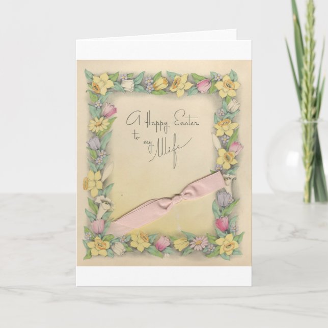 Tarjeta Festiva Pascua Vintage Para La Esposa "Mario" (Anverso)
