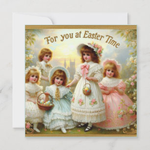 Tarjeta Festiva Pascua vintage ~ PARA TI EN TIEMPO DE PASCUA ~ Niñ
