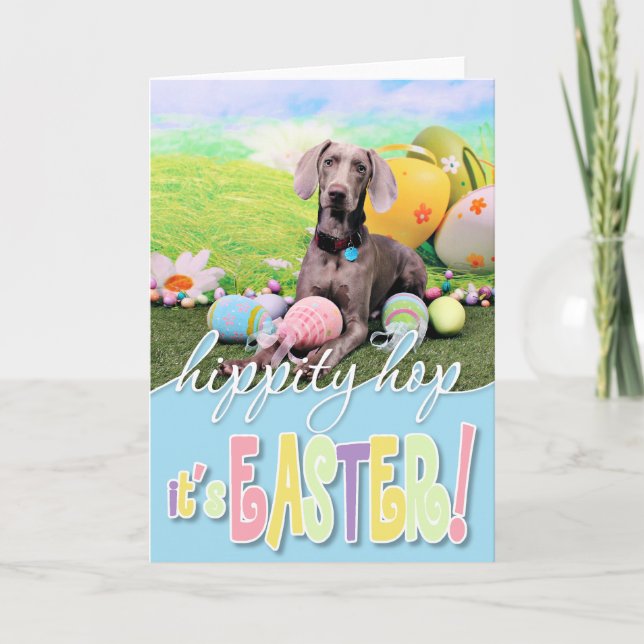 Tarjeta Festiva Pascua - Weimaraner - Ben (Anverso)