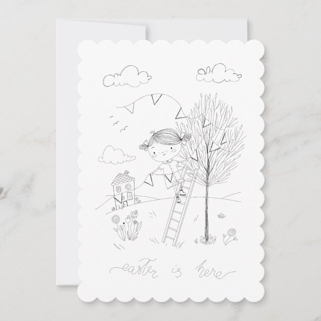 Tarjeta Festiva Pascua ya está dibujando tinta (Anverso)