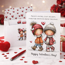 Tarjeta Festiva Paseo de invierno del Día de San Valentín 