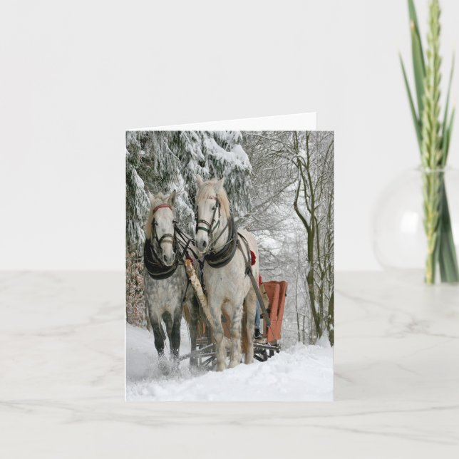 Tarjeta Festiva Paseo del trineo del invierno (Anverso)