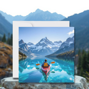 Tarjeta Festiva Paseo en kayak en montañas en blanco