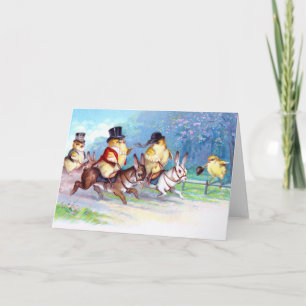 Tarjeta Festiva Paseo en Pascua de Chicks