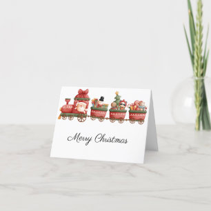 Tarjeta Festiva Paseo En Tren Con Santa Y Amigos