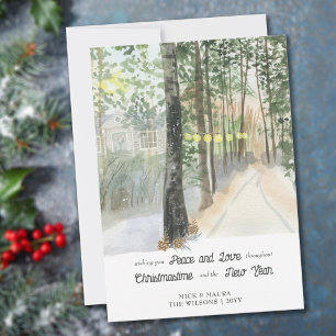 Tarjeta Festiva Paseo por el bosque Paz y Amor Rústico País