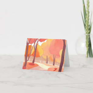 Tarjeta Festiva Paseo por el follaje de otoño   Acuarela abstracta