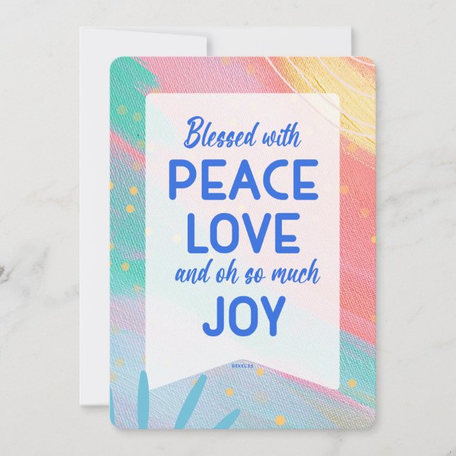 Tarjeta Festiva Pastel Abstract Peace Love Joy Christmas Card (Anverso)