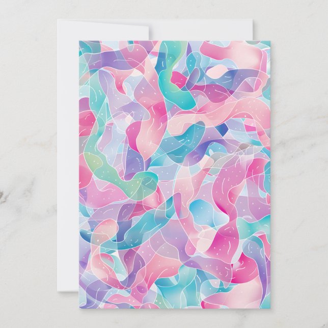 Tarjeta Festiva Pastel Abstract Ribbon Pattern (Anverso)