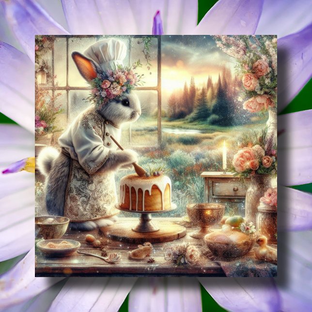 Tarjeta Festiva Pastel acuarela Cute Chef Bundy Pascua (Subido por el creador)