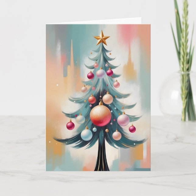 Tarjeta Festiva Pastel Art Deco Navidades Ornamentos De Lujo (Anverso)