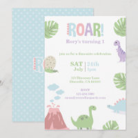 Pastel Baby Dinosaur Kids Birday Fiesta