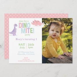 Tarjeta Festiva Pastel Bebé Dinosaurios Niños Foto Fiesta de cumpl