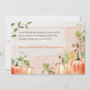 Tarjeta Festiva Pastel Beige Floral Acción de Gracias
