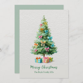Tarjeta Festiva Pastel Bows Christmas Tree Holiday Card