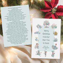Tarjeta Festiva Pastel caprichoso 12 días de letra de Navidades