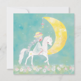 Tarjeta Festiva Pastel Celestial Pony and Crescent Moon