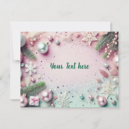 Tarjeta Festiva Pastel Christmas Glitter Background with Ornaments