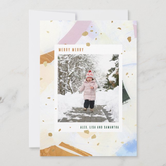 Tarjeta Festiva Pastel Collage Artistic Holiday Photo Card (Anverso)