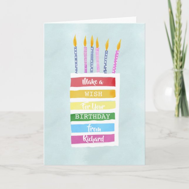 Tarjeta Festiva Pastel de arcoiris dulce (Anverso)