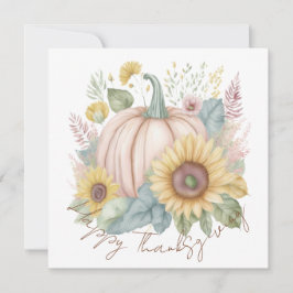 Tarjeta Festiva Pastel de calabaza y floral boho personalizado