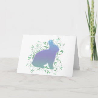 Tarjeta Festiva Pastel de conejo arcoiris y Swirls