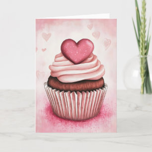 Tarjeta Festiva Pastel de corazón rosado
