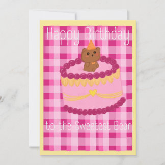 Tarjeta Festiva Pastel de cumpleaños con coche de cumpleaños con t