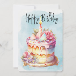 Tarjeta Festiva Pastel de cumpleaños feliz