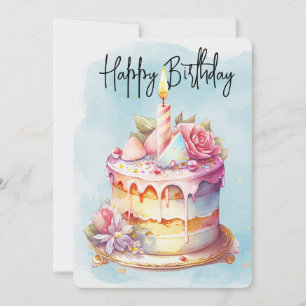 Tarjeta Festiva Pastel de cumpleaños feliz