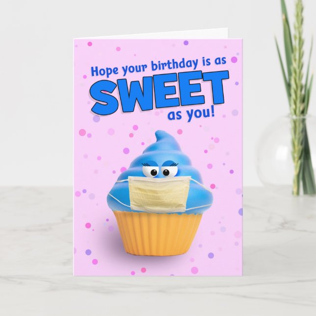 Tarjeta Festiva Pastel de cumpleaños feliz en una máscara de rostr (Anverso)